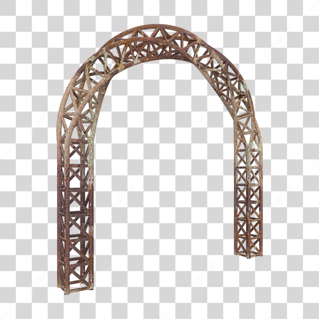 Elemento 3D Pilar Estrutura Metálica Enferrujada PNG Transparente