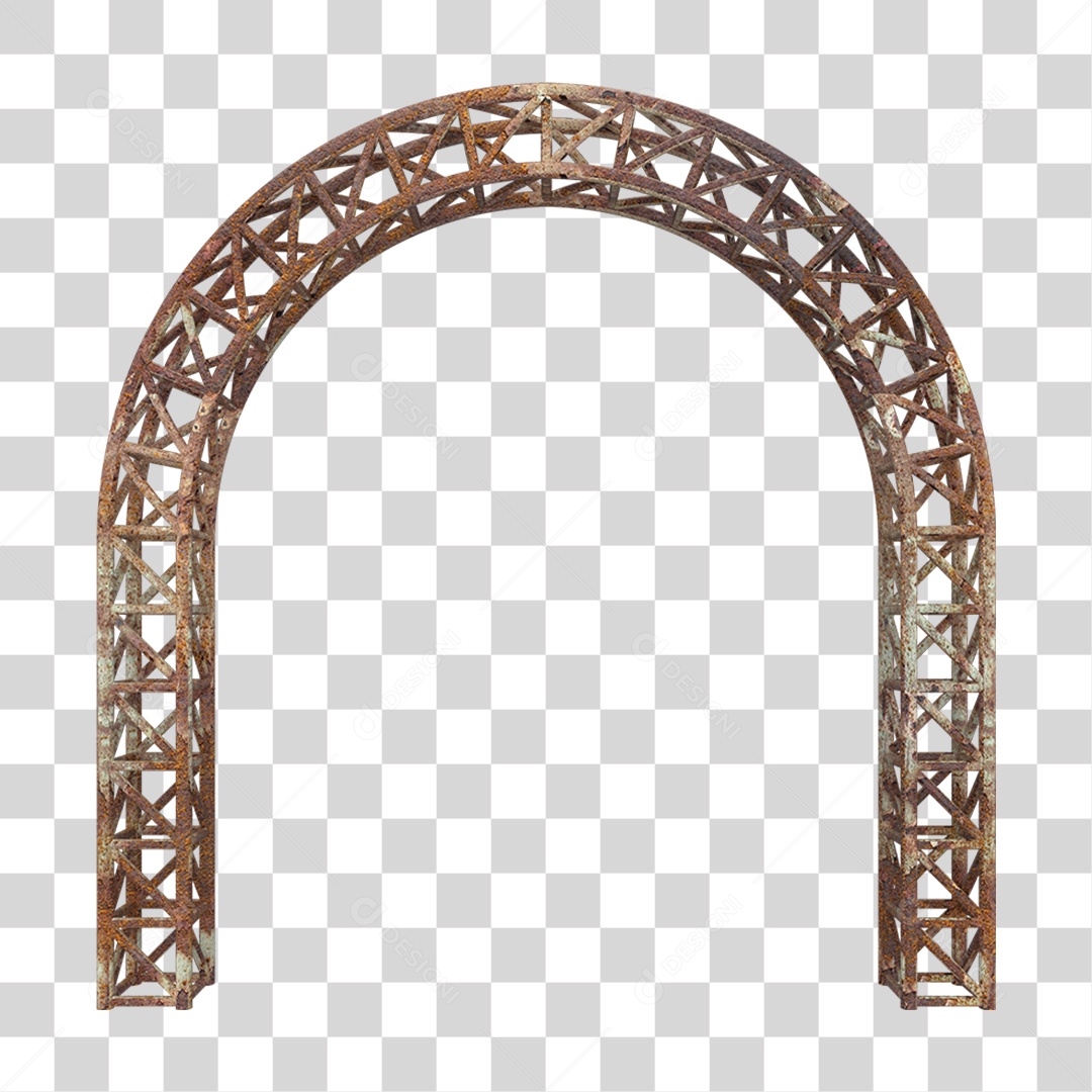 Elemento 3D Pilar Estrutura Metálica Enferrujada PNG Transparente