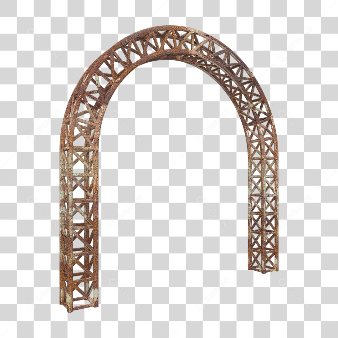 Elemento 3D Pilar Estrutura Metálica Enferrujada PNG Transparente