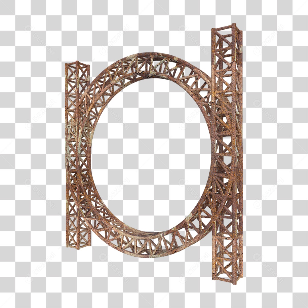 Elemento 3D Pilar Estrutura Metálica Enferrujada PNG Transparente