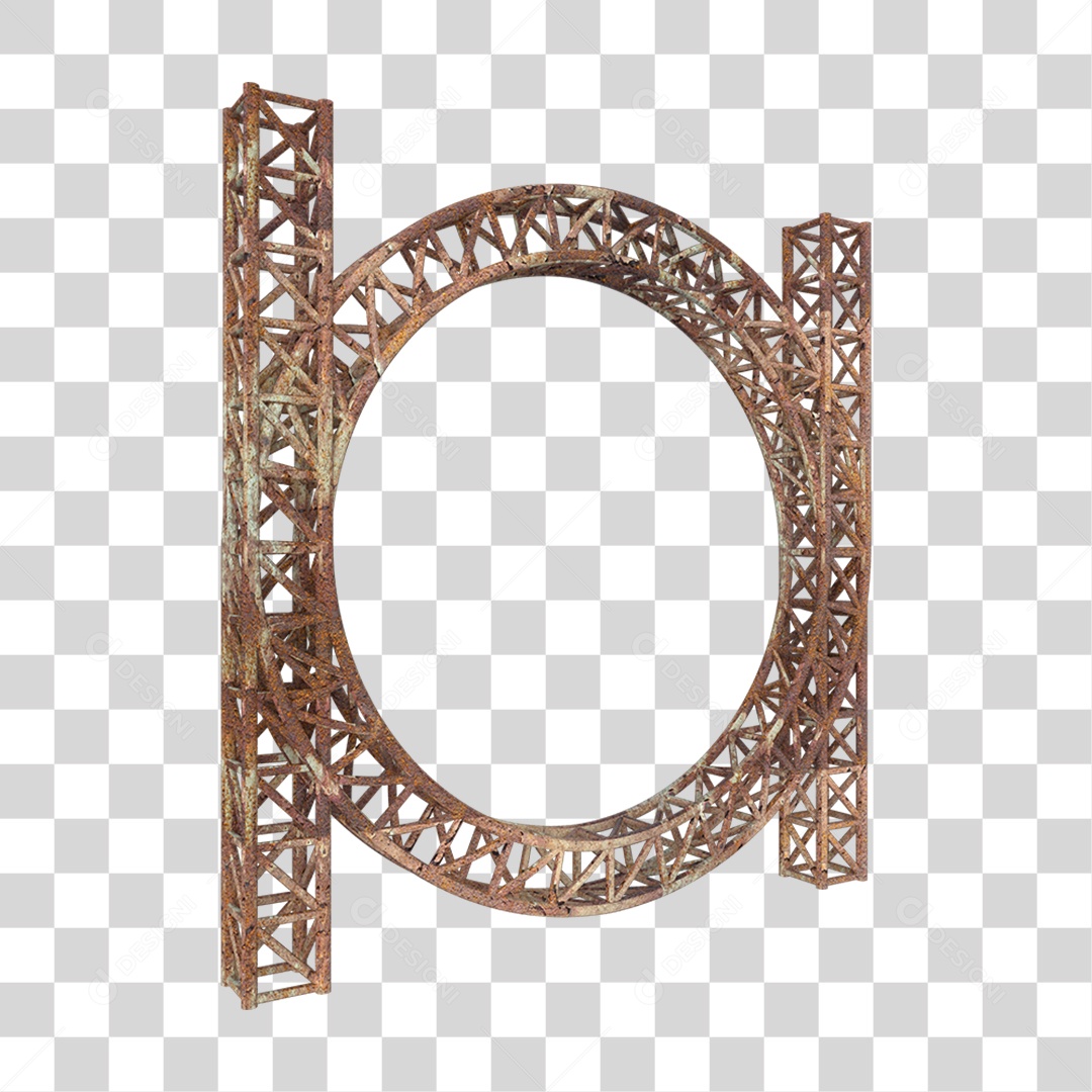 Elemento 3D Pilar Estrutura Metálica Enferrujada PNG Transparente