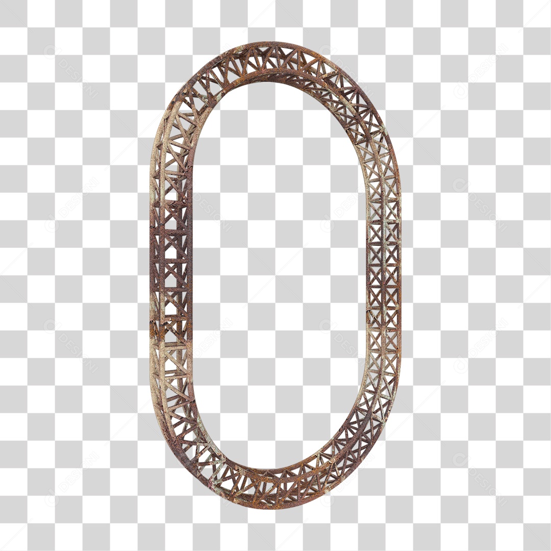 Elemento 3D Pilar Estrutura Metálica Enferrujada PNG Transparente