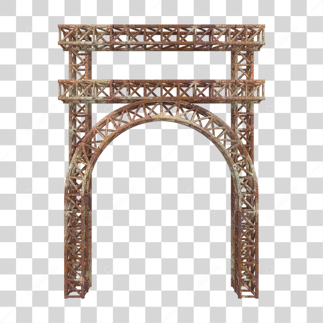 Elemento 3D Pilar Estrutura Metálica Enferrujada PNG Transparente