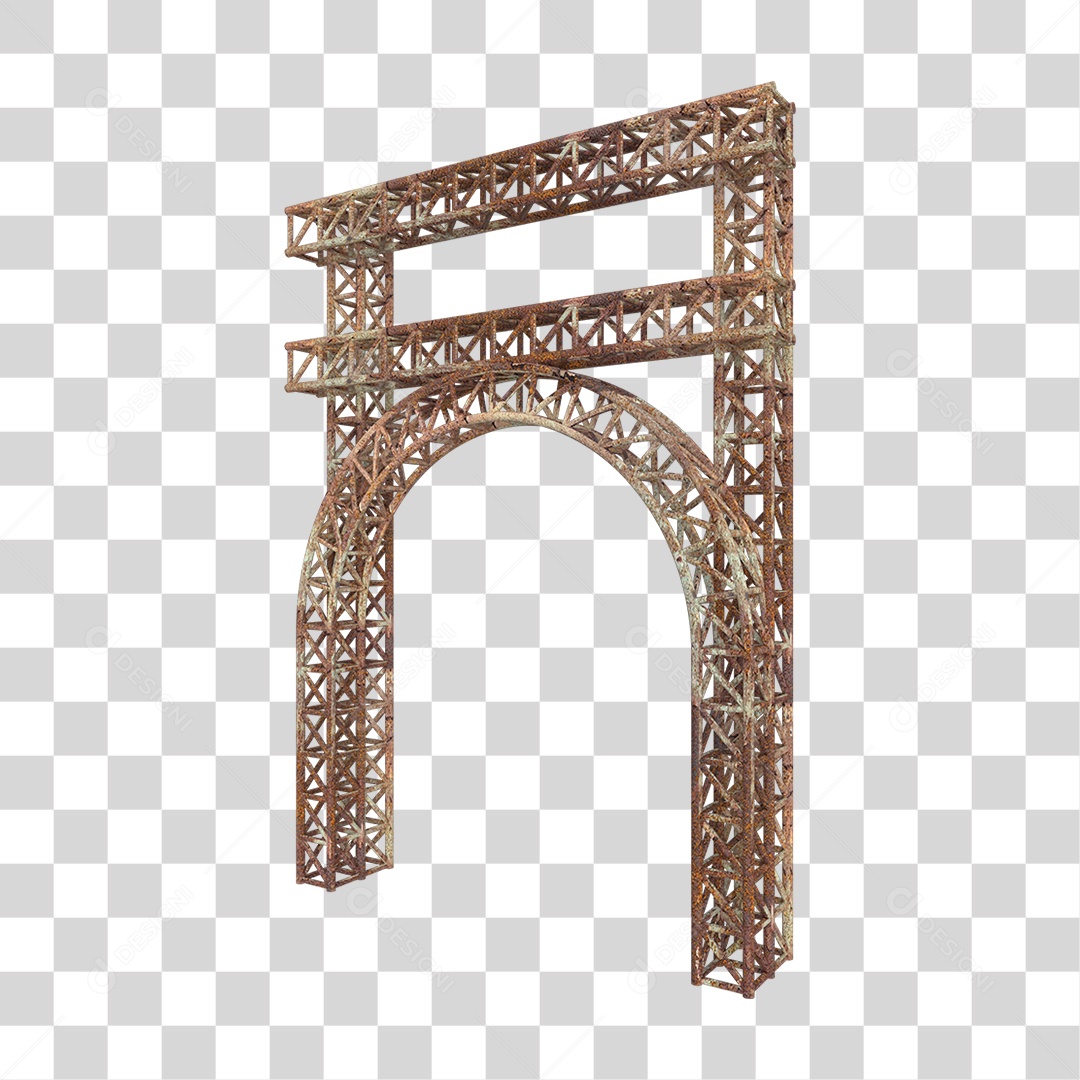 Elemento 3D Pilar Estrutura Metálica Enferrujada PNG Transparente