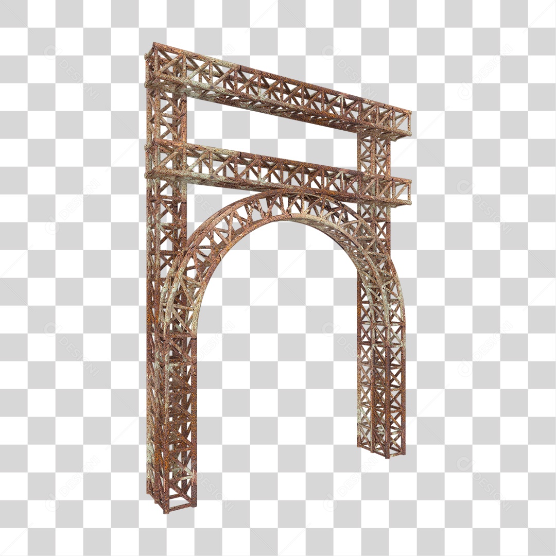 Elemento 3D Pilar Estrutura Metálica Enferrujada PNG Transparente