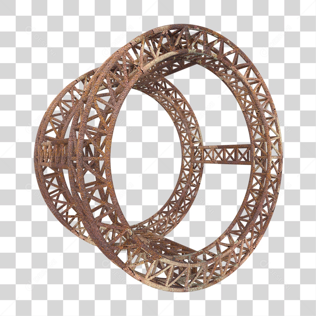 Elemento 3D Pilar Estrutura Metálica Enferrujada PNG Transparente