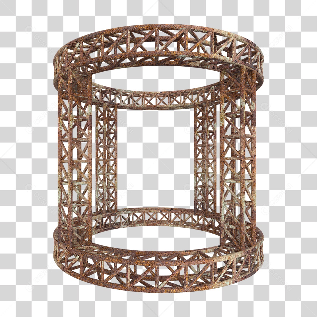 Elemento 3D Pilar Estrutura Metálica Enferrujada PNG Transparente