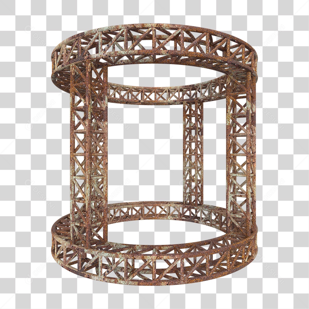 Elemento 3D Pilar Estrutura Metálica Enferrujada PNG Transparente