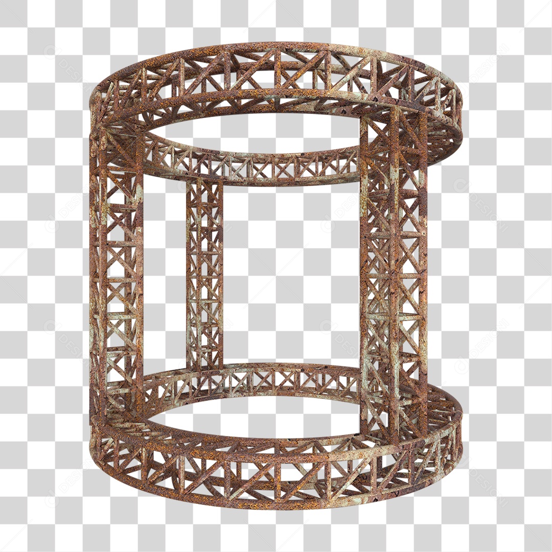 Elemento 3D Pilar Estrutura Metálica Enferrujada PNG Transparente
