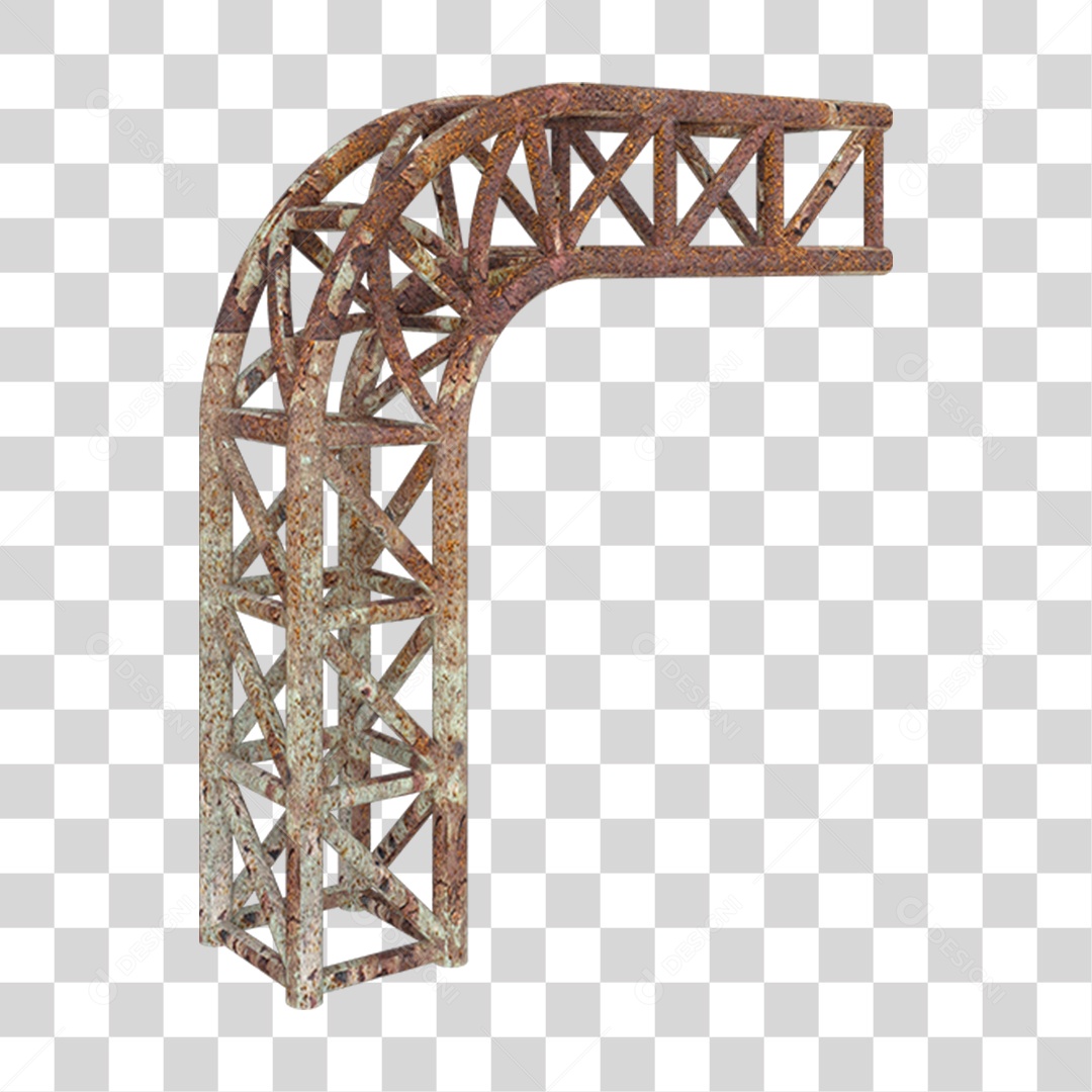 Elemento 3D Pilar Estrutura Metálica Enferrujada PNG Transparente