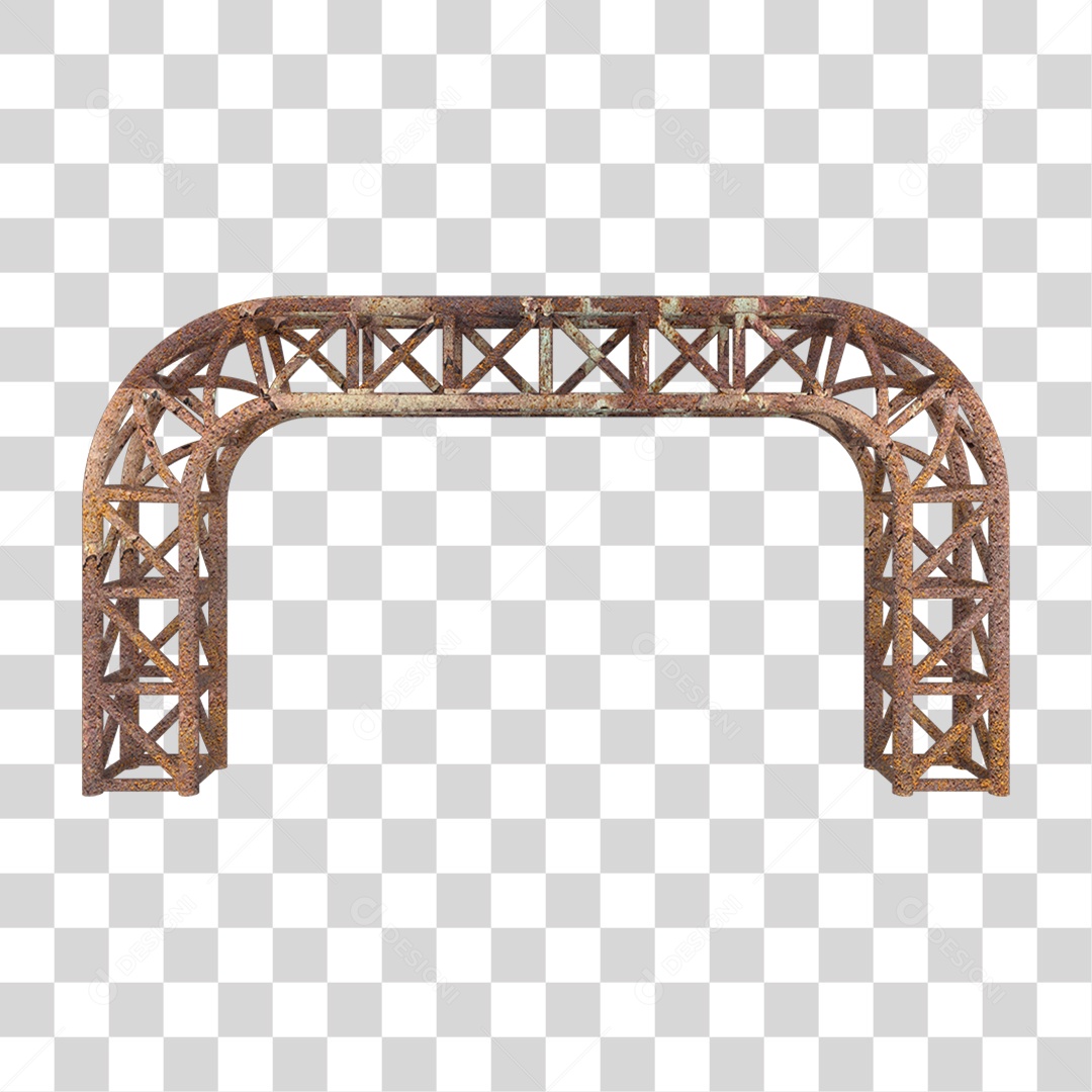 Elemento 3D Pilar Estrutura Metálica Enferrujada PNG Transparente