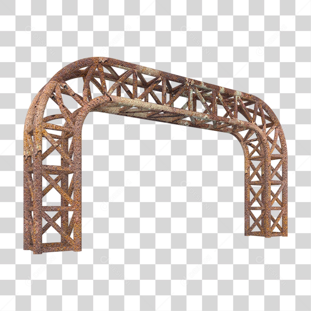 Elemento 3D Pilar Estrutura Metálica Enferrujada PNG Transparente