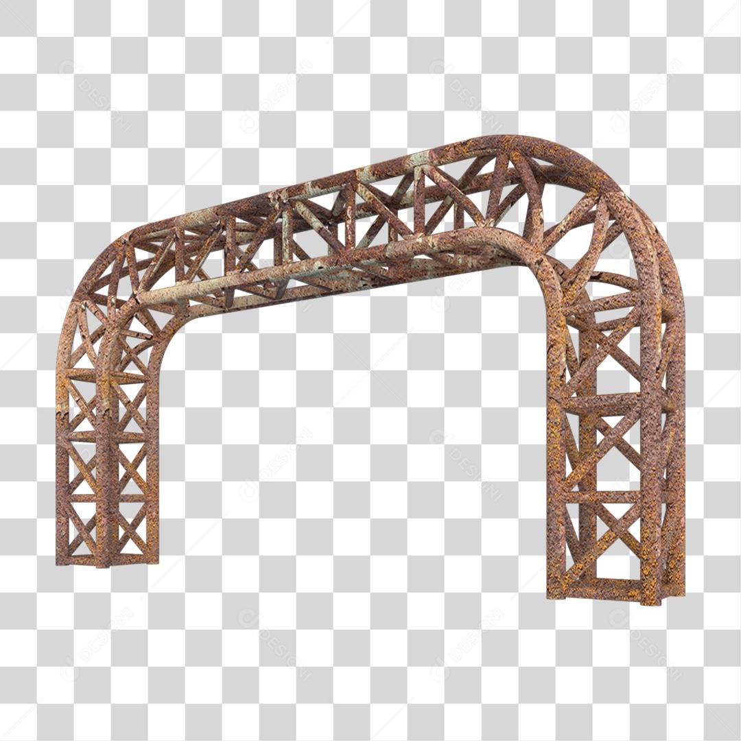 Elemento 3D Pilar Estrutura Metálica Enferrujada PNG Transparente