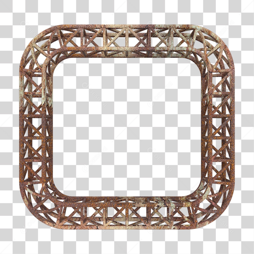 Elemento 3D Pilar Estrutura Metálica Enferrujada PNG Transparente