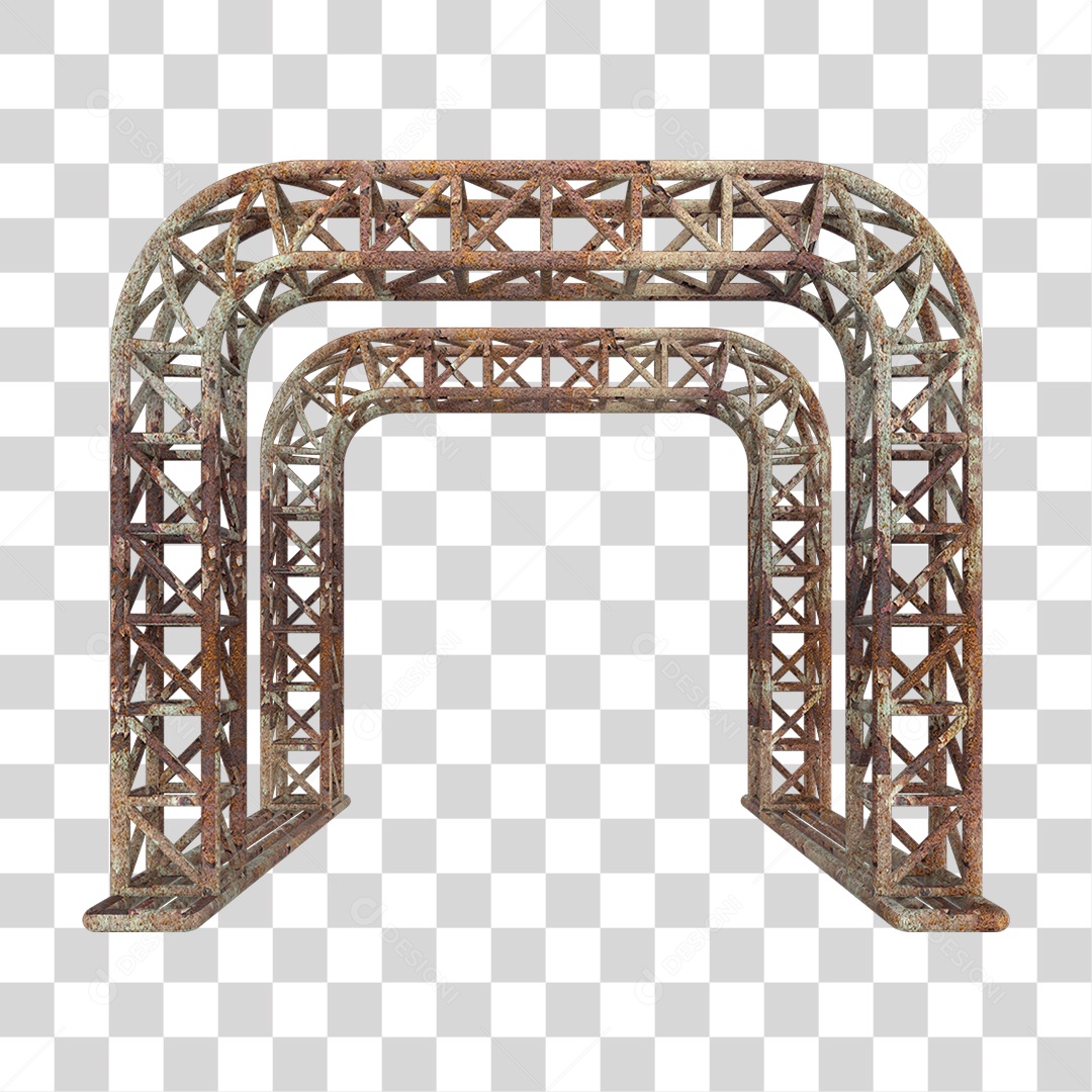 Elemento 3D Pilar Estrutura Metálica Enferrujada PNG Transparente