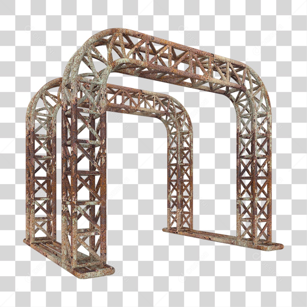 Elemento 3D Pilar Estrutura Metálica Enferrujada PNG Transparente