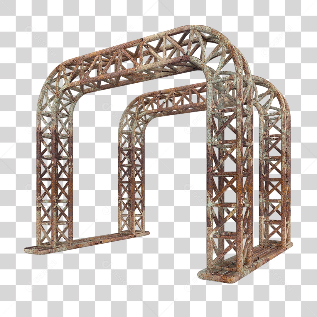 Elemento 3D Pilar Estrutura Metálica Enferrujada PNG Transparente