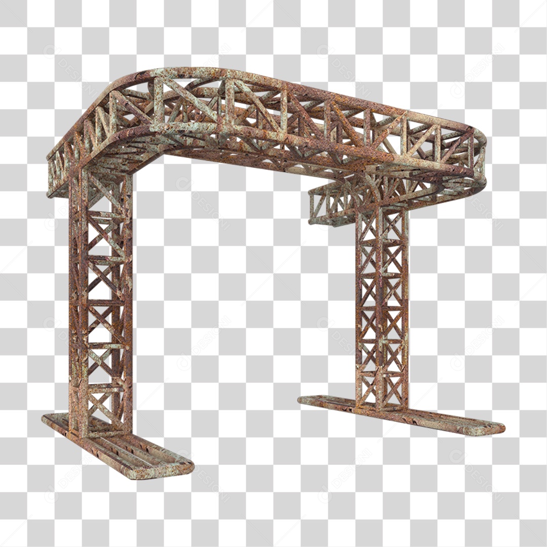 Elemento 3D Pilar Estrutura Metálica Enferrujada PNG Transparente