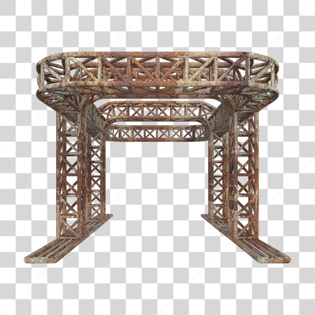 Elemento 3D Pilar Estrutura Metálica Enferrujada PNG Transparente