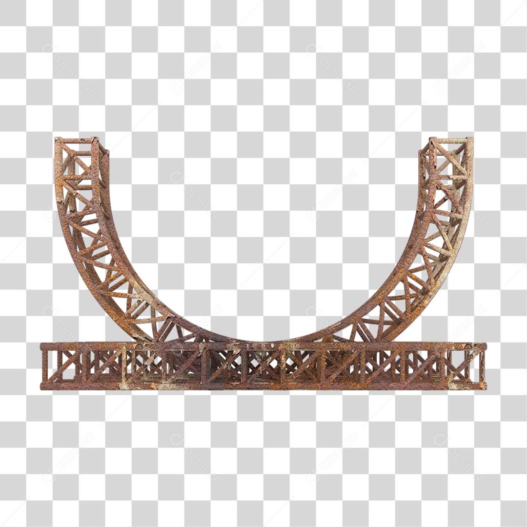 Elemento 3D Pilar Estrutura Metálica Enferrujada PNG Transparente