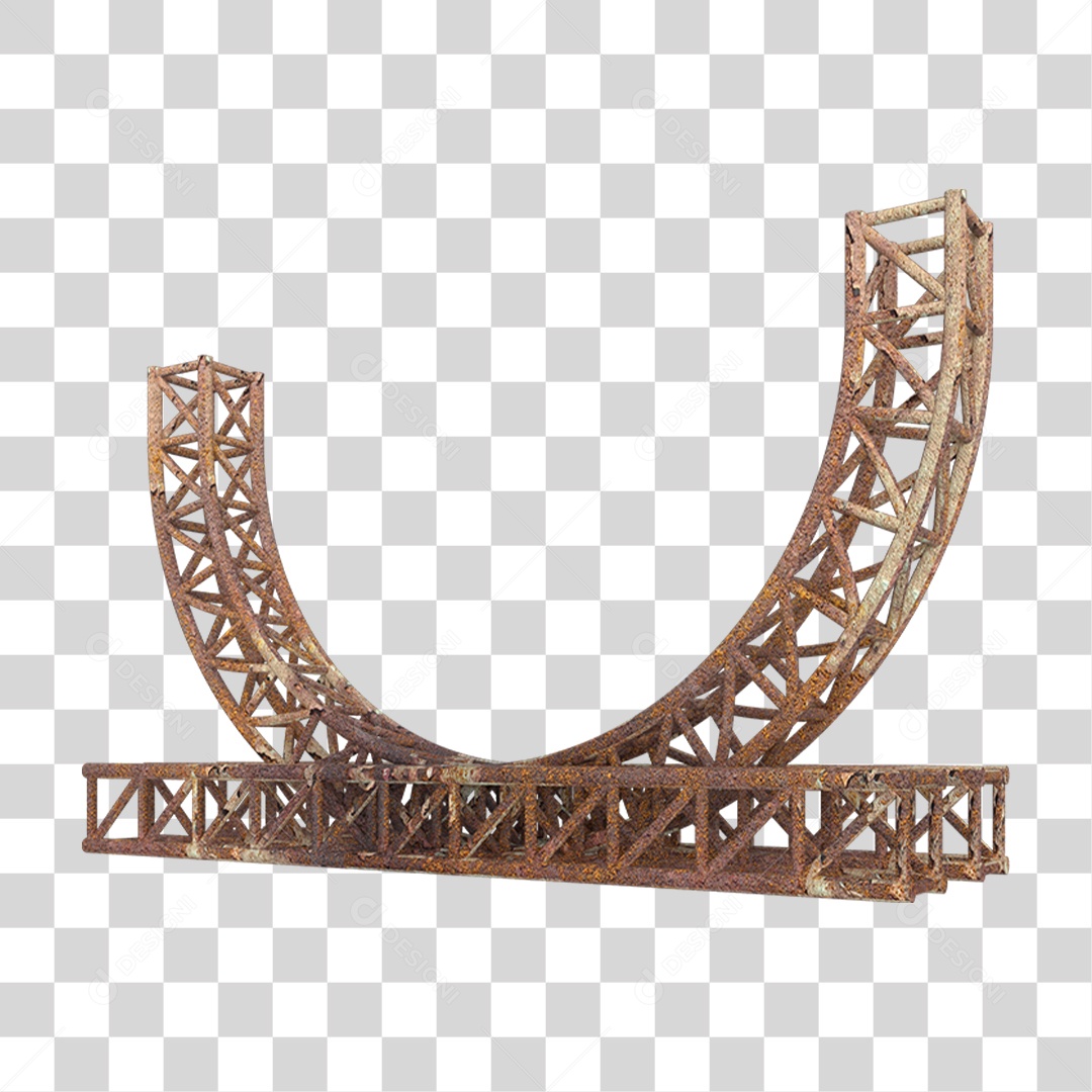 Elemento 3D Pilar Estrutura Metálica Enferrujada PNG Transparente