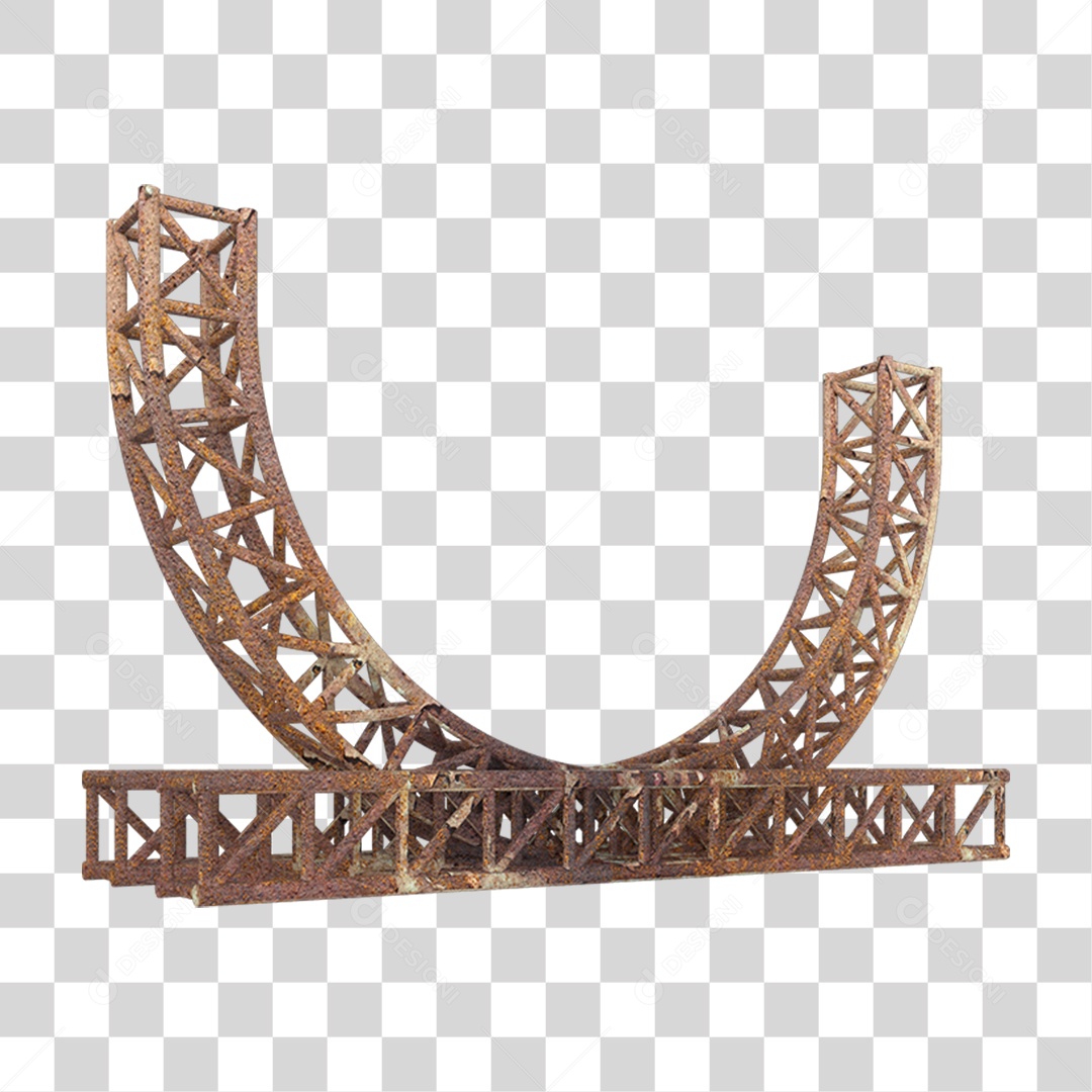 Elemento 3D Pilar Estrutura Metálica Enferrujada PNG Transparente