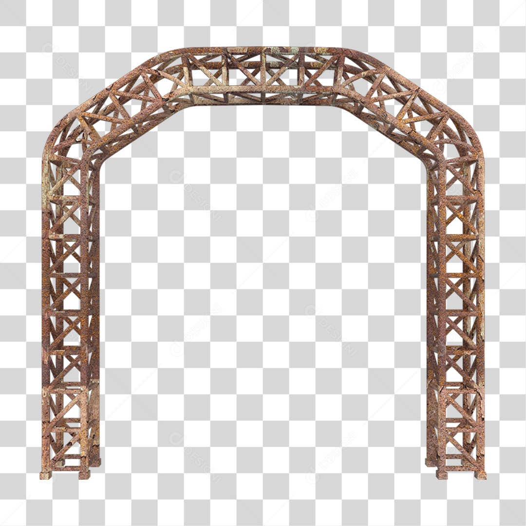 Elemento 3D Pilar Estrutura Metálica Enferrujada PNG Transparente