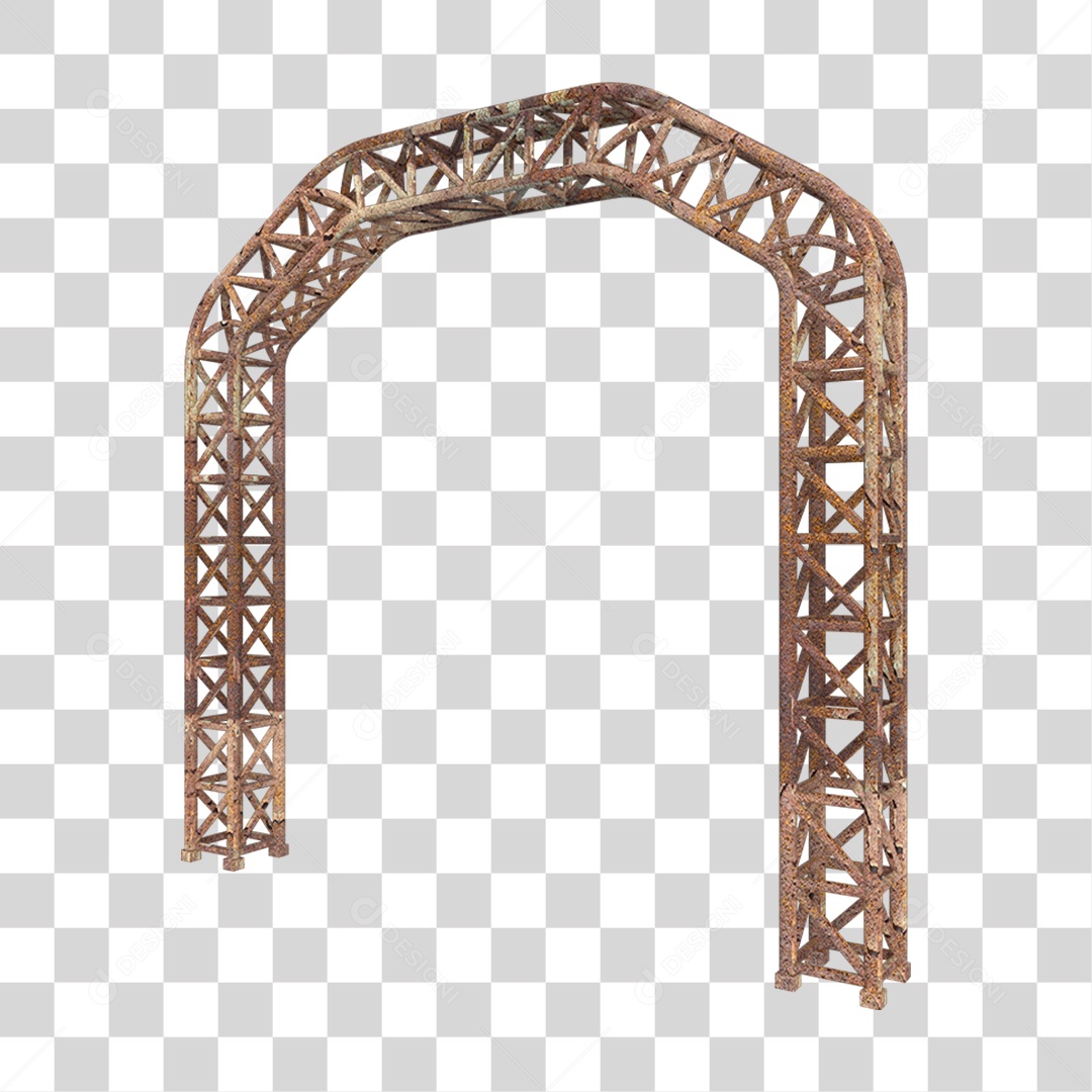 Elemento 3D Pilar Estrutura Metálica Enferrujada PNG Transparente