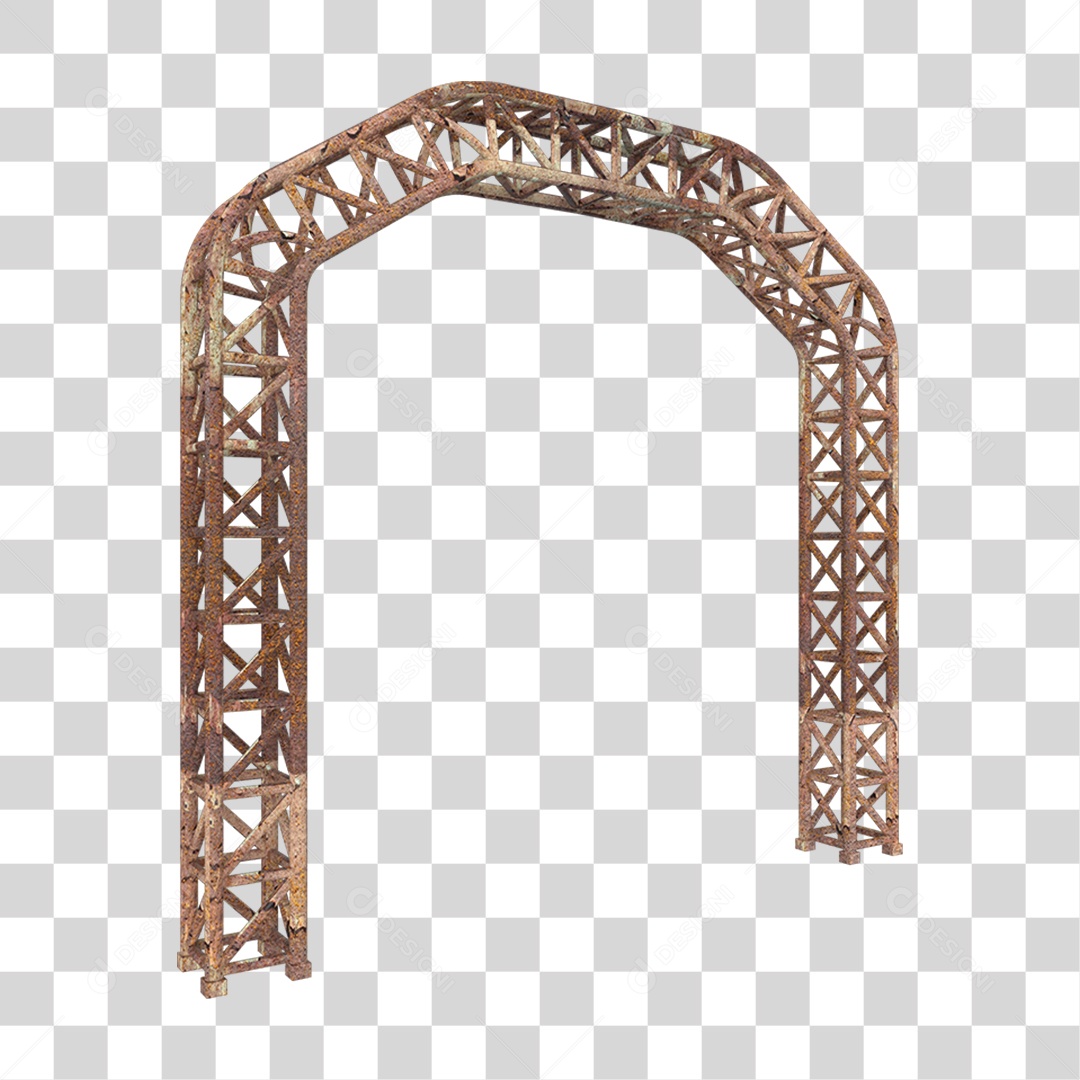 Elemento 3D Pilar Estrutura Metálica Enferrujada PNG Transparente