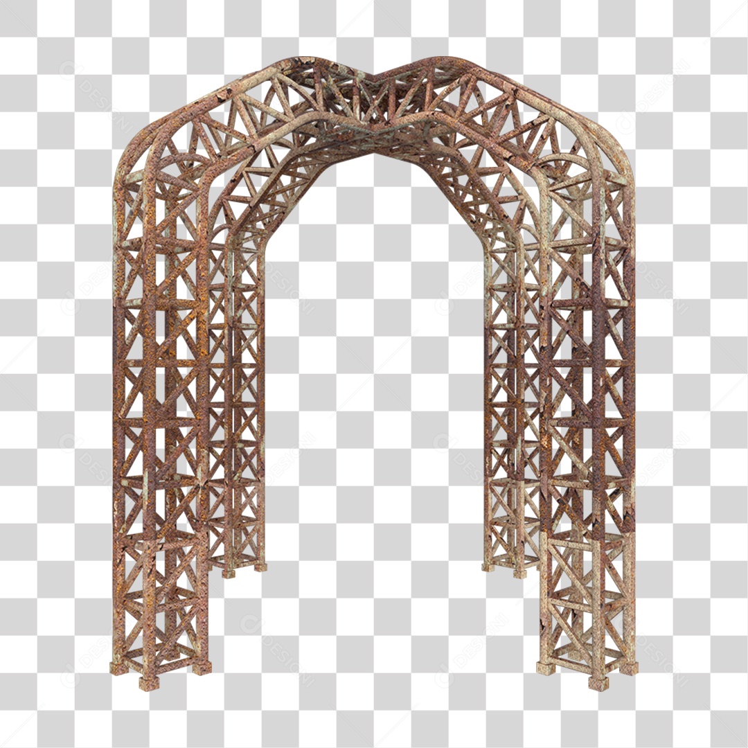 Elemento 3D Pilar Estrutura Metálica Enferrujada PNG Transparente