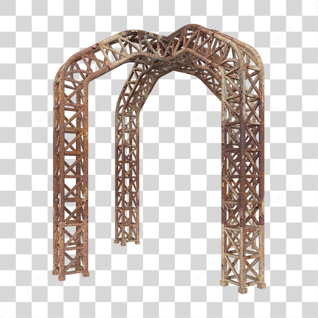 Elemento 3D Pilar Estrutura Metálica Enferrujada PNG Transparente