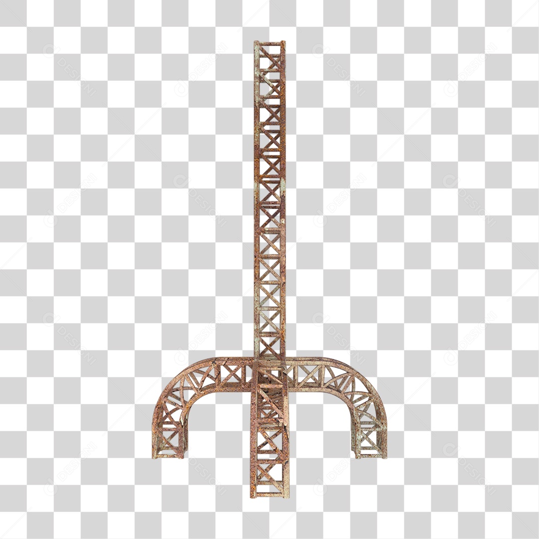 Elemento 3D Pilar Estrutura Metálica Enferrujada PNG Transparente