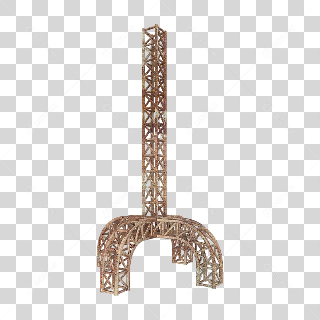Elemento 3D Pilar Estrutura Metálica Enferrujada PNG Transparente