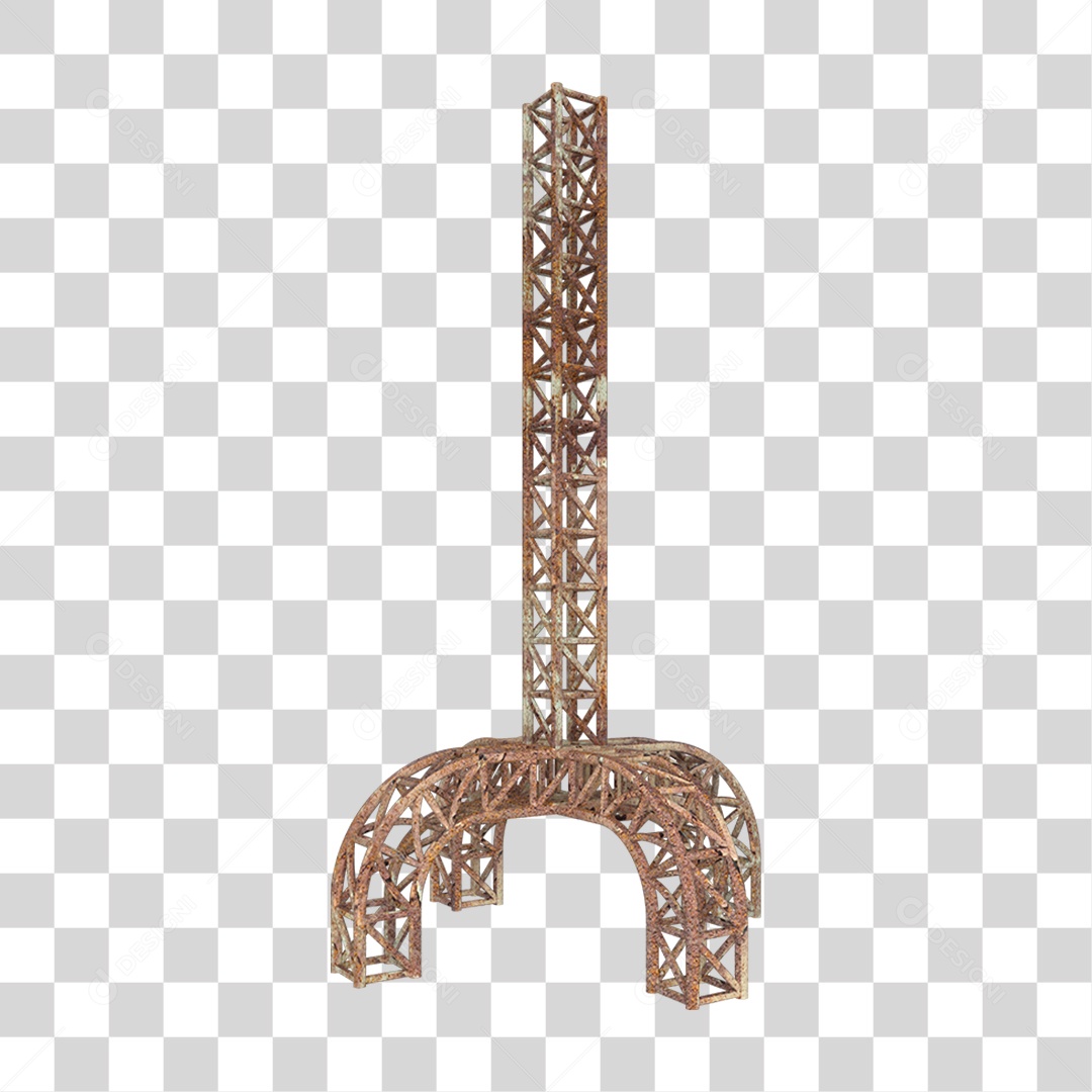 Elemento 3D Pilar Estrutura Metálica Enferrujada PNG Transparente