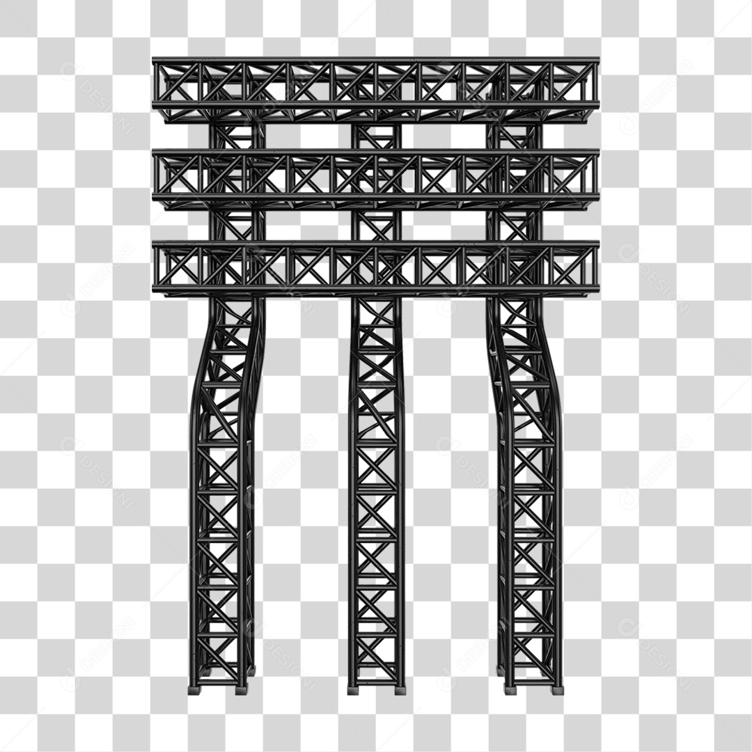 Elemento 3D Pilar Estrutura Metálica PNG Transparente