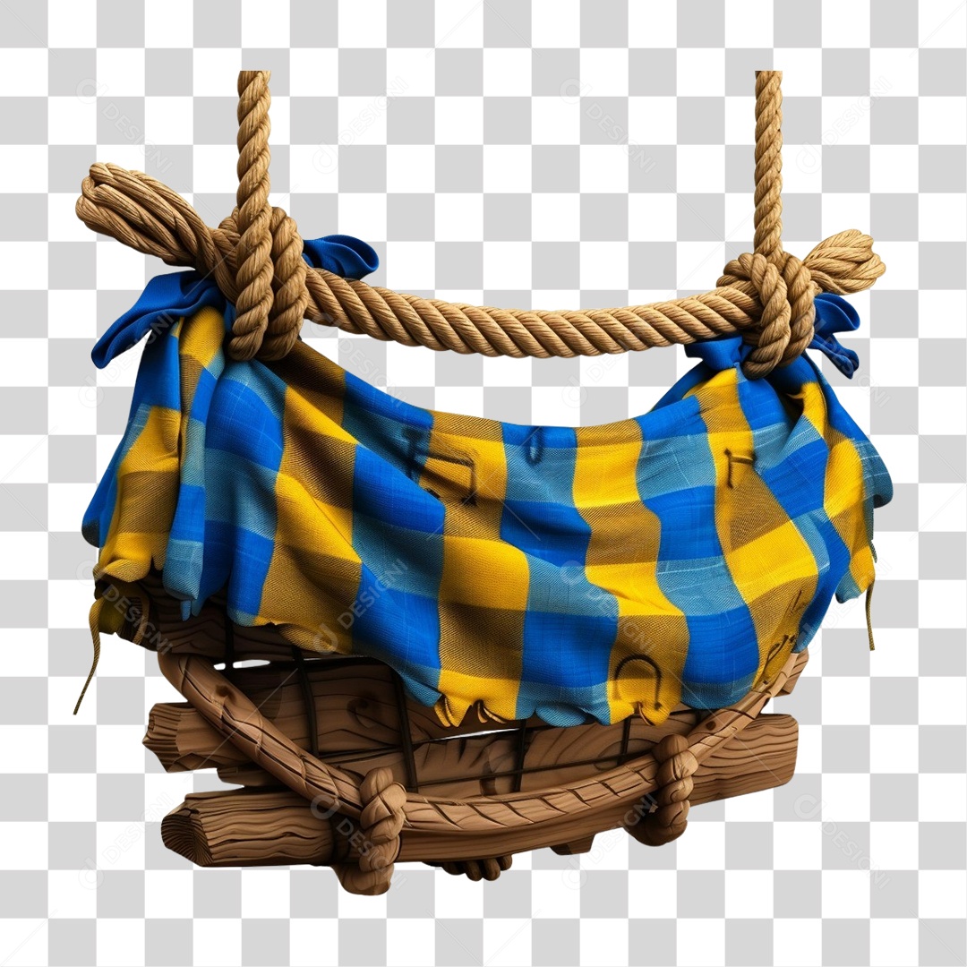 Elemento 3D Decoração Placa Xadrez para Festa Junina São João PNG Transparente