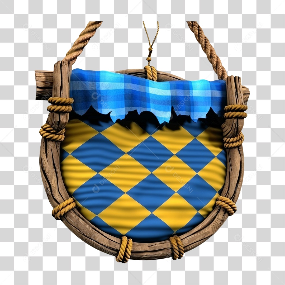 Elemento 3D Decoração Placa Xadrez para Festa Junina São João PNG Transparente