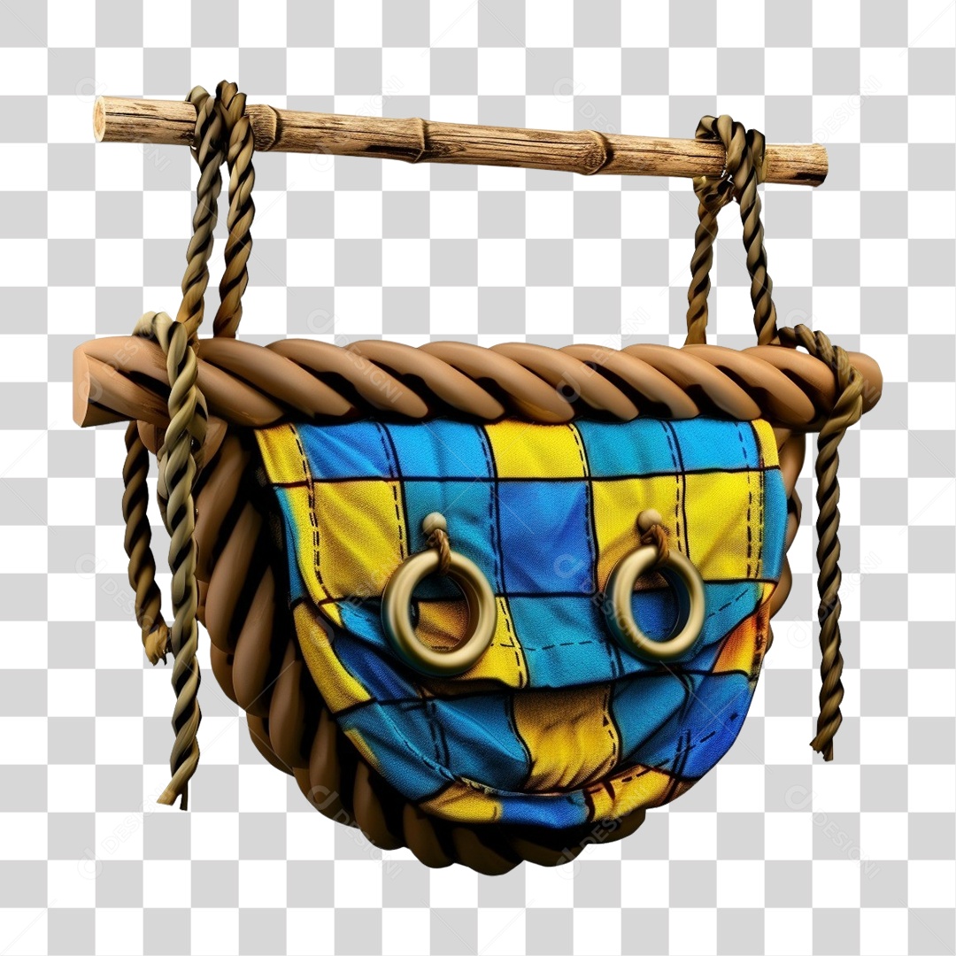 Elemento 3D Decoração Placa Xadrez para Festa Junina São João PNG Transparente