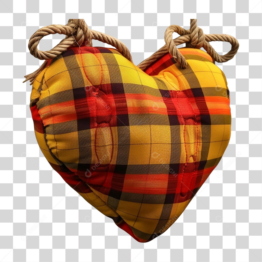 3D Plaid Heart Plate Decoration Element for Saint John's June Party Transparent PNG