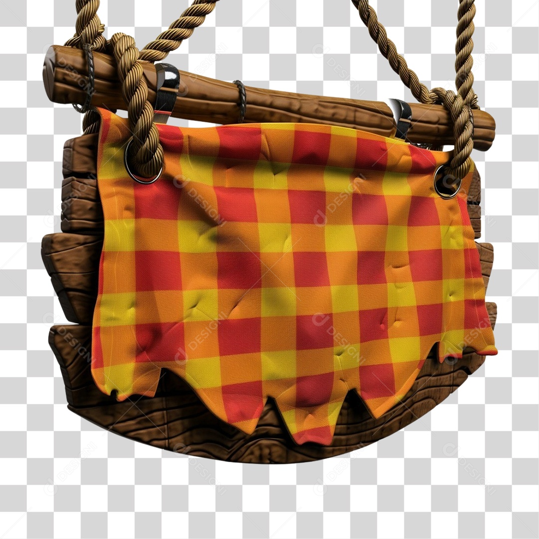 Elemento 3D Decoração Placa Xadrez para Festa Junina São João PNG Transparente