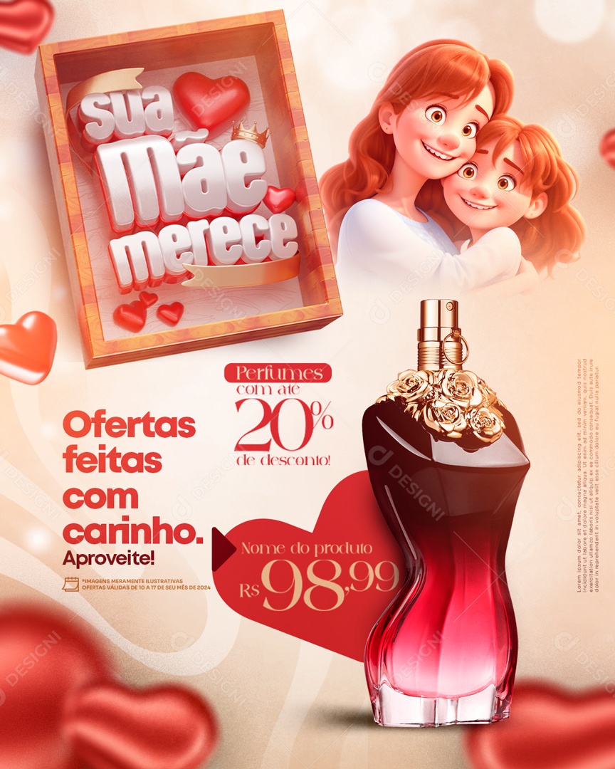 Sua Mãe Merece Ofertas Feitas com Carinho Aproveite Social Media PSD Editável