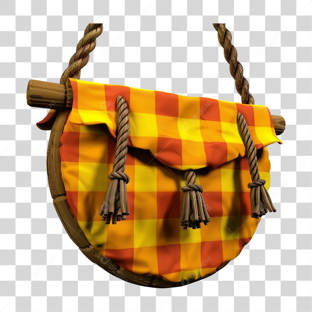 Elemento 3D Decoração Placa Xadrez para Festa Junina São João PNG Transparente