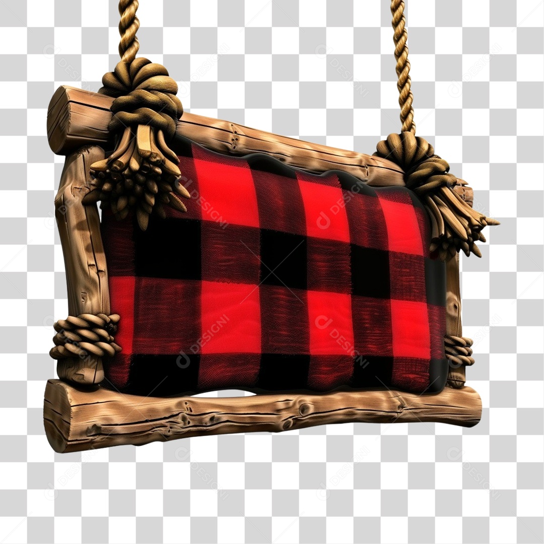 Elemento 3D Decoração Placa Xadrez para Festa Junina São João PNG Transparente