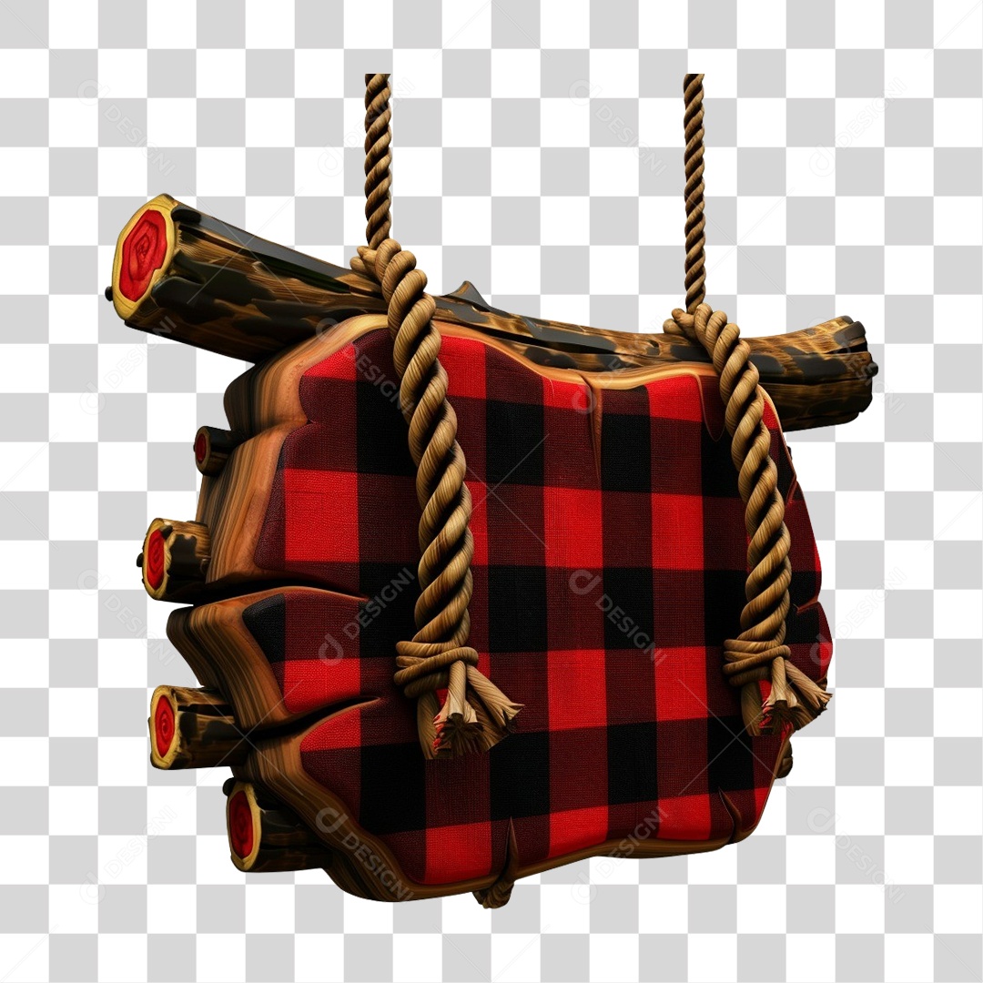 Elemento 3D Decoração Placa Xadrez para Festa Junina São João PNG Transparente