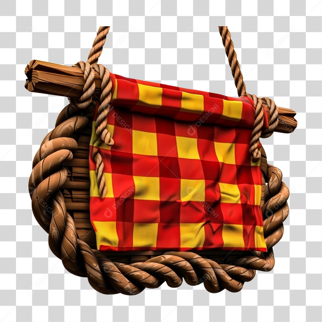 Elemento 3D Decoração Placa Xadrez para Festa Junina São João PNG Transparente