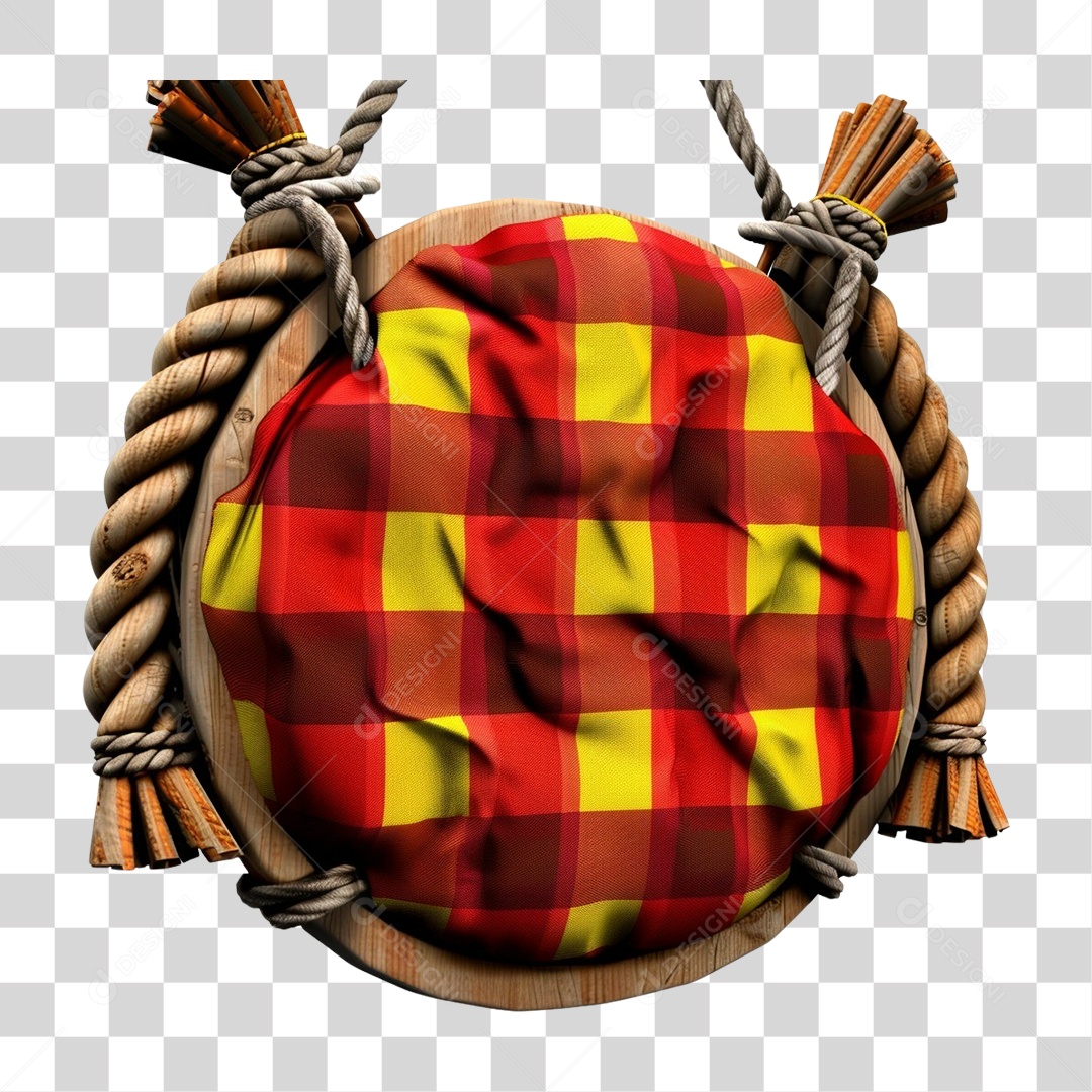 Elemento 3D Decoração Xadrez para Festa Junina São João PNG Transparente