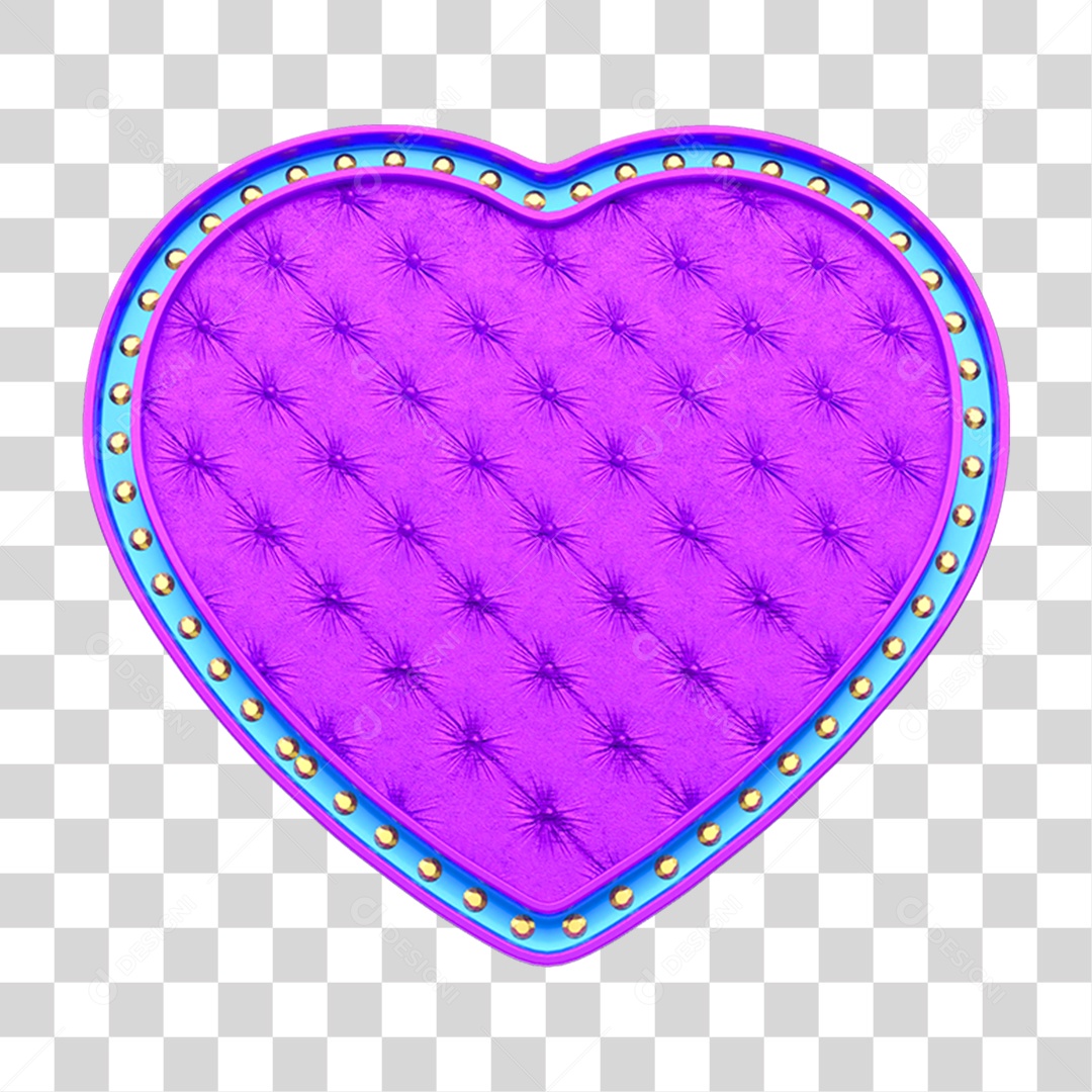 Elemento 3D Placa em Forma de Coração PNG Transparente