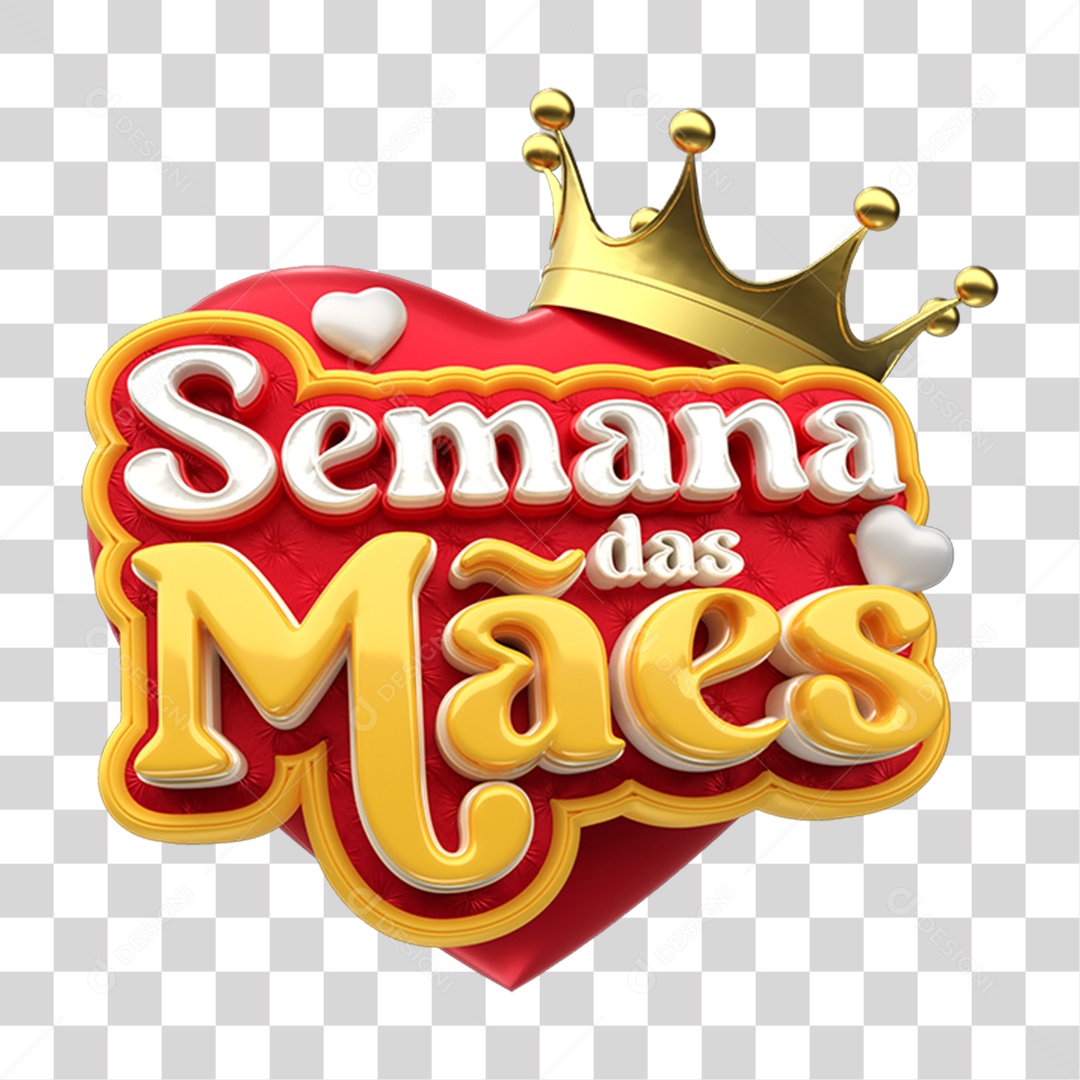 Selo 3D Semana das Mães PNG Transparente