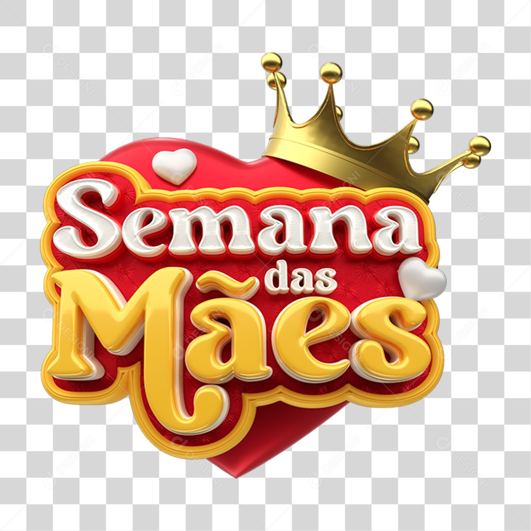Selo 3D Semana das Mães PNG Transparente