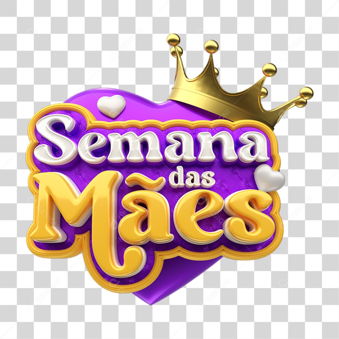 Selo 3D Semana das Mães PNG Transparente